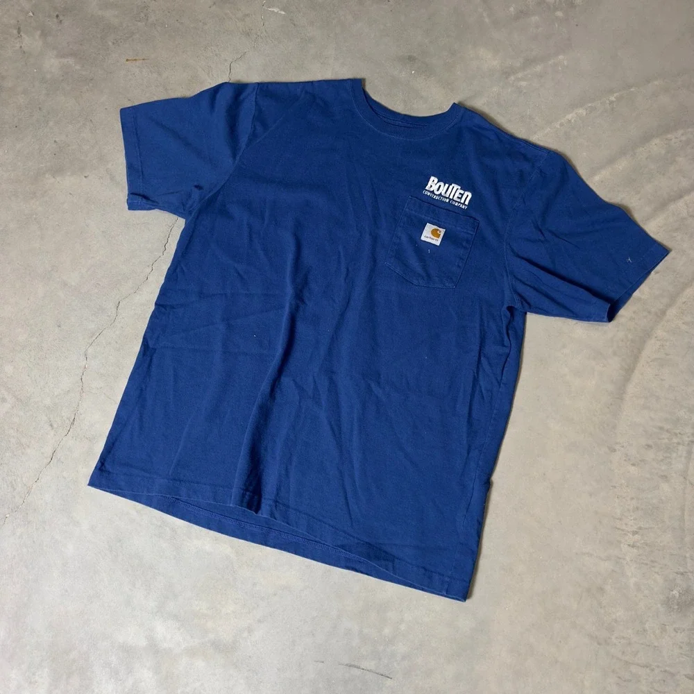 Carhartt Pocket T-Shirt Mens Large‎ Blue Bouten Construction Loose Fit Workwear
